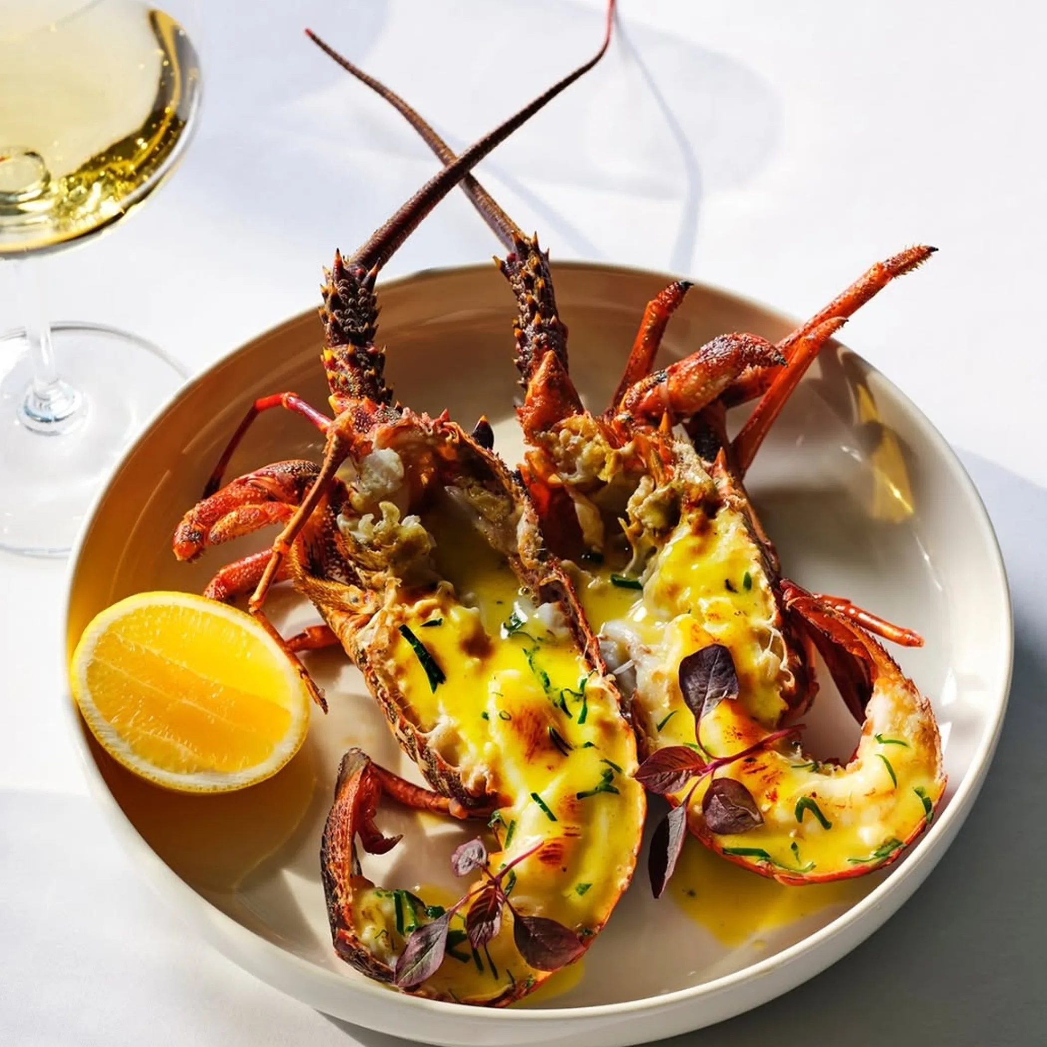 seafood dish on white plate